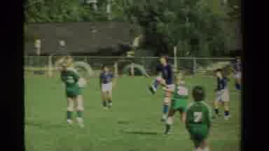 California USA (1984): Elementary School Age Girls Playing Soccer