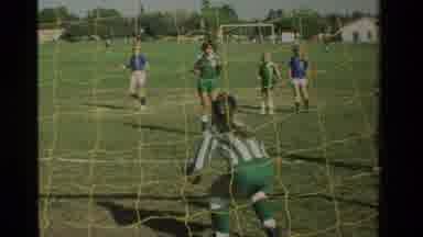 California USA (1984): Goalie On Girls Soccer Team Making A Save