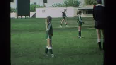 California USA (1984): Girls Soccer Team Prepares To Defend Against Opposing Teams