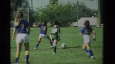 California USA (1984): Two Girl Teams Competing In A Soccer Game