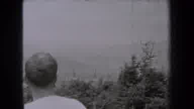 New York USA (1938): Two Men Are Outside Enjoying The View Of The Trees Hills And