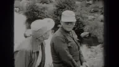 New York USA (1938): Older Couple Having Discussion Remote Outdoors Area