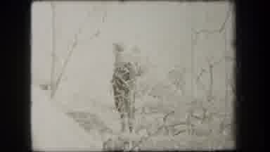 New York USA (1938): A Woman Walking Up The Hills On Her Way Camping