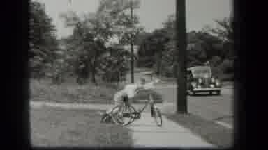 New York USA (1939): The Boy Was Trying To Cycling In The Street