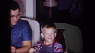 New York USA (1958): Father And Son Eating Ice Cream To Celebrate Boy's Birthday