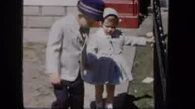 New York USA (1958): Little Boy And Little Girl Walking And Seeing Nature While