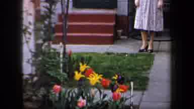 New York USA (1958): Older Ladies In Coats Walking Down Stairs With A Glimpse Of