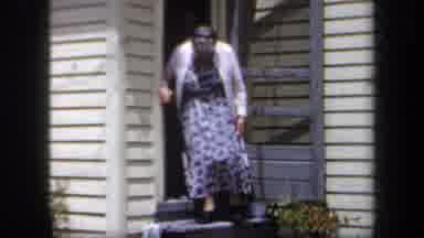New York USA (1958): Old Women Are Dressed Up Nice Leaving The House To Go On
