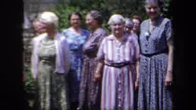 New York USA (1958): Old Ladies Wearing Sunday Best To Church Having A Meeting Out