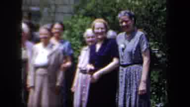 New York USA (1958): Group Of Older Women Waiting To Go On A Garden Tour