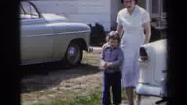New York USA (1959): A Mom And Little Girl Walking Outside Together