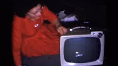 New York USA (1959): Woman In Red Dress And Glasses On The Floor Examining New