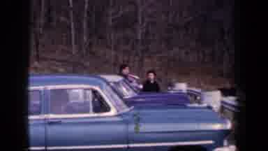 New York USA (1959): Cars Parked Near Interstate With People Hanging Around