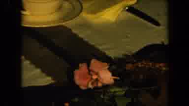 California USA (1961): Woman Getting Together With Food Plates And A Flower On A