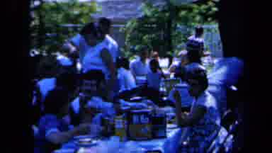 California USA (1961): Families Talking And Eating At An Outdoor Picnic On A Sunny