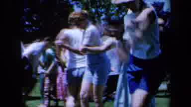 California USA (1961): People Walk Race Fall Grass Outdoors Sunny Near Picnic