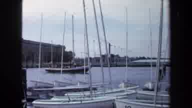 Annapolis USA (1970): Several Boats Move In Harbor Where Many Sailboats Are Docked