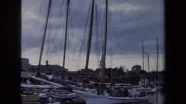 Annapolis USA (1970): Ducks And Sailboats In The Water In A Bay Area With Docks