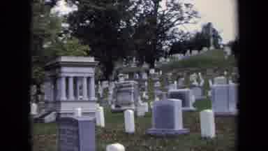 Washington DC USA (1970): Camera Panning A Graveyard On An Overcast Day