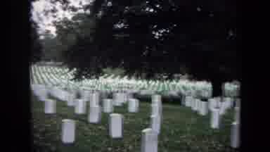 Washington DC USA (1970): White Tombstones In A Graveyard With Green Grass And