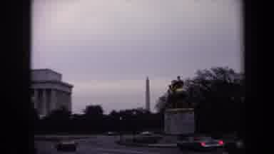Washington DC USA (1970): A Boat Travelling On Water Then Cars Travelling On Road