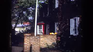 Washington DC USA (1970): Brick Fence White Windows Brick Building Black Gate
