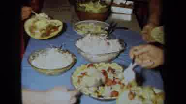 California USA (1971): Gathering People Wearing Leis Around Neck Indoor Bowl Fruit