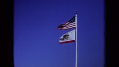 California USA (1971): God Bless America! American Along With The California Flag