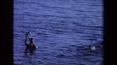 California USA (1971): Early Colour Video Of A Man Swimming In An Open Expanse Of