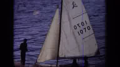 California USA (1971): Man Standing Out On His Sailboat And Looking Out At The