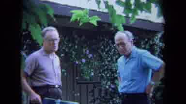 California USA (1971): Two Men Of Retirement Age Having A Discussion With Each