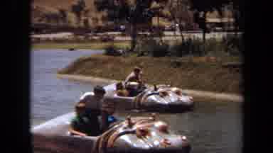 Laguna Hills California USA (1971): Two Hippo Rafts On A Lake With Kids And Adults