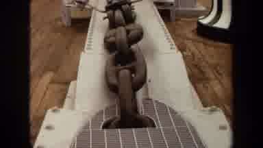 Long Beach California USA (1971): Large Chain On A Massive Ship Along With A Lady