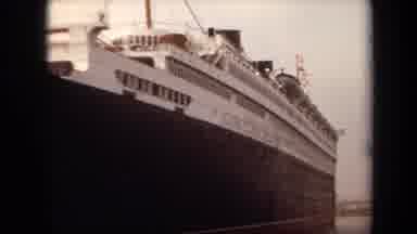 Long Beach California USA (1971): A Ship On A Water Way With Flags