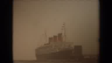 Long Beach California USA (1971): A Large Ship With Three Smokestacks Out In The
