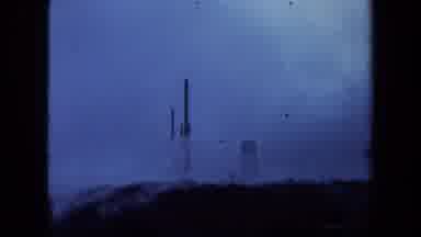 Maine USA (1971): Metal Structures In The Distance On Top Of A Mountain On A