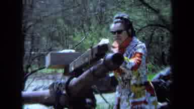 Maine USA (1971): The Man Work At Shooting In Tent Near By Forest