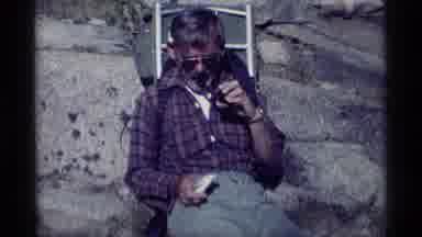 MINARET WILDERNESS CALIFORNIA USA .M-1975: An Old Guy Sitting Down After Hiking