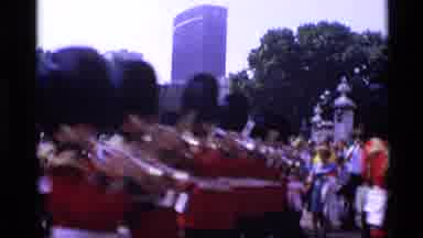 London England (1969): Queen's Guard Troops Parading With Instruments And Bearskin