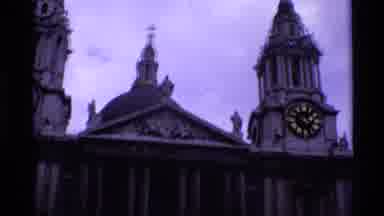 London England (1969): Church Or Town Hall Roman Style Large Clock Tower Sandstone