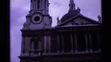 London England (1969): Church Exterior Featuring Steeple And Cross Pans To Ground