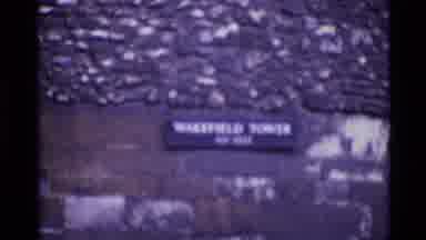 London England-1969: Wakefield Tower Gothic Spire and Stone Wall