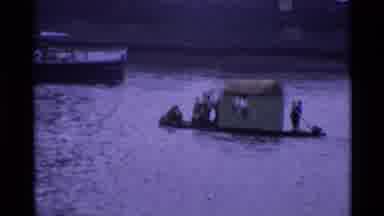 London England (1969): Urban Waterfront With A Tour Boat A Makeshift Houseboat And