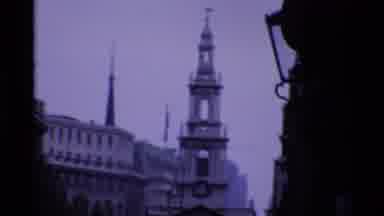 London England (1969): Overcast Busy Street In London England Showing Wine Shop