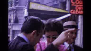 London England (1969): Waldorf Hotel Overbooked People Crowded Outside