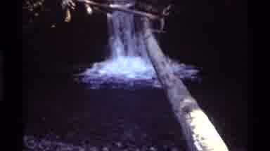 Holland Lake Montana USA (1972): Beautiful Natural Waterfall And People Hiking And