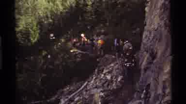 Holland Lake Montana USA (1972): A Group Of People Hiking On A Trail Following