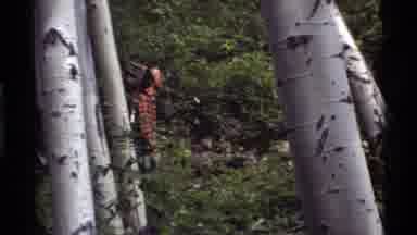 Holland Lake Montana USA (1972): A Fast Peak At People With Bags Walking Through A