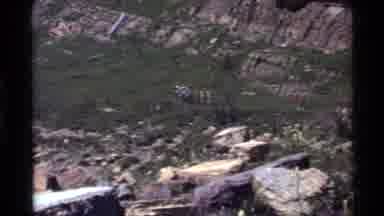 Holland Lake Montana USA (1972): People Gathered In Mountains Huge Canyon With