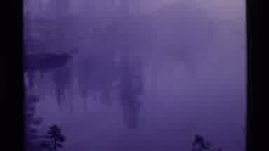 Holland Lake Montana USA (1972): View Over A Lake Covered In Fog With Trees In The
